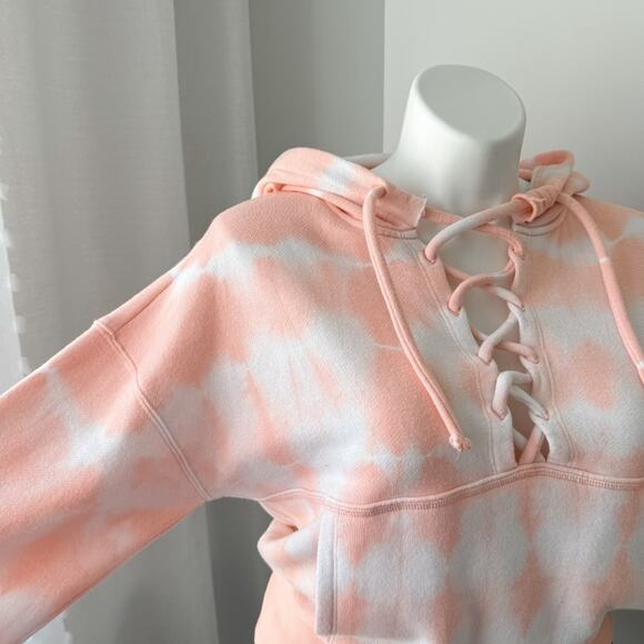 Free People Movement Orange White Creamsicle Fleece Lined Oversized Hoodie Small - Picture 2 of 10